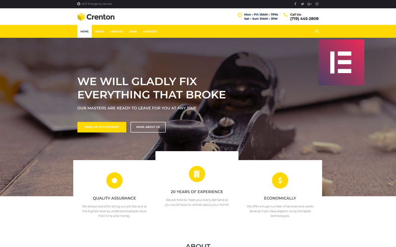 Crenton - Construction Multipurpose Modern WordPress Elementor Theme