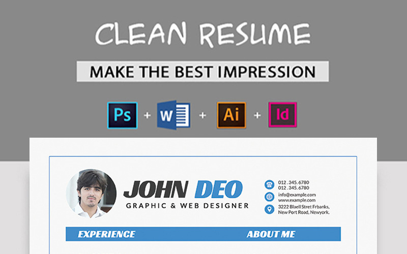 Download Резюме "John Deo - Resume Template" / John Deo - Resume Template - Резюме на тему графика clean resume cover letter creative curriculum vitae cv design template editable elegant job light professional red ai simple swiss white