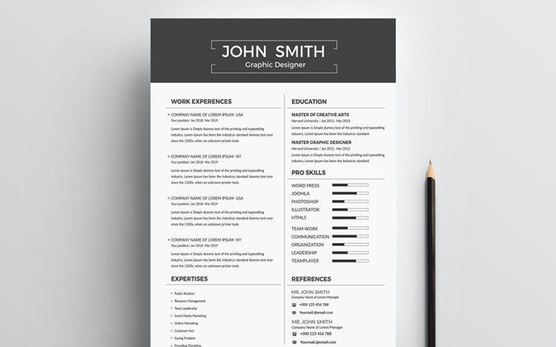 Download Резюме "John Smith Resume Template" / John Smith Resume Template - Резюме на тему графика clean resume cover letter creative curriculum vitae cv design template free illustrator eps mac page mac pages microsoft word modern