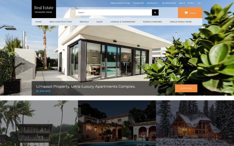 Real Estate - Real Estate Agency Clean OpenCart-sjabloon
