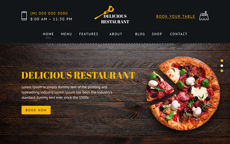 Download PSD шаблон "Delicious Restaurant - Multipurpose PSD Template" / Delicious Restaurant - Multipurpose PSD Template - PSD шаблон на тему графика template theme psd photoshop restaurant cafe food