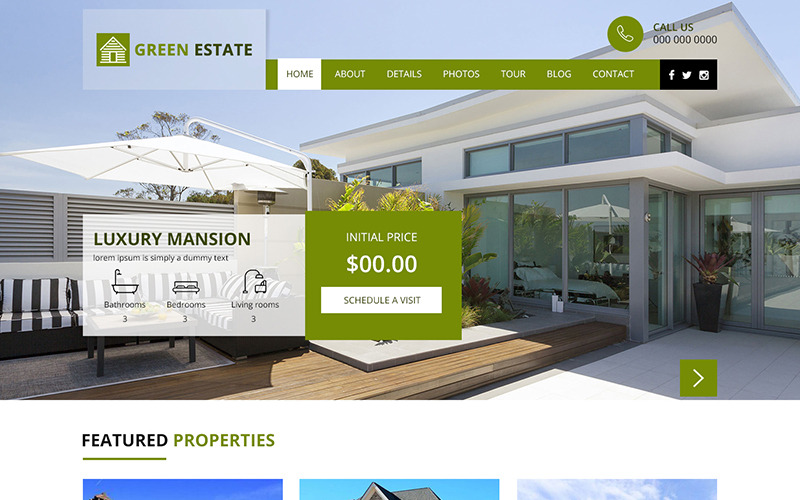 Green Estate - Çok Amaçlı Emlak PSD Şablonu