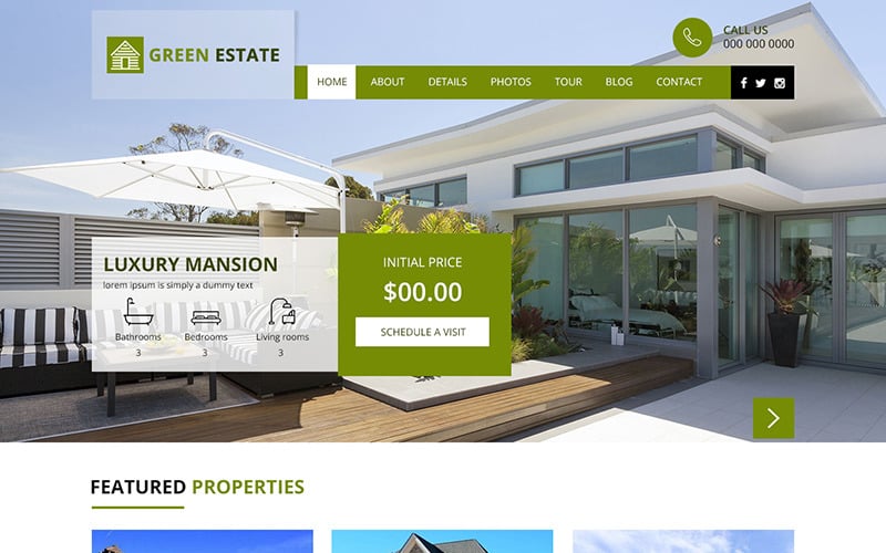 Green Estate - Plantilla PSD de bienes raíces multipropósito