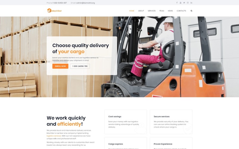 Machiter - Thème WordPress Elementor classique polyvalent pour la logistique