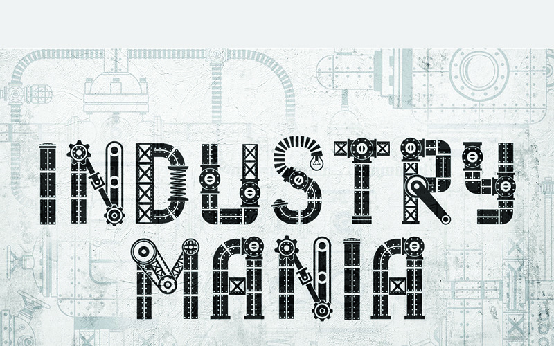 Download Шрифт "SteamPunk  Industry Mania Font" / SteamPunk  Industry Mania Font - Шрифт на тему графика emblem badge label illustration banner professional poster stamp ribbon symbol