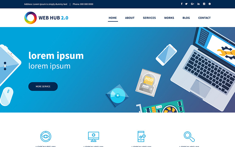 Web Hub 2.0-多功能PSD模板