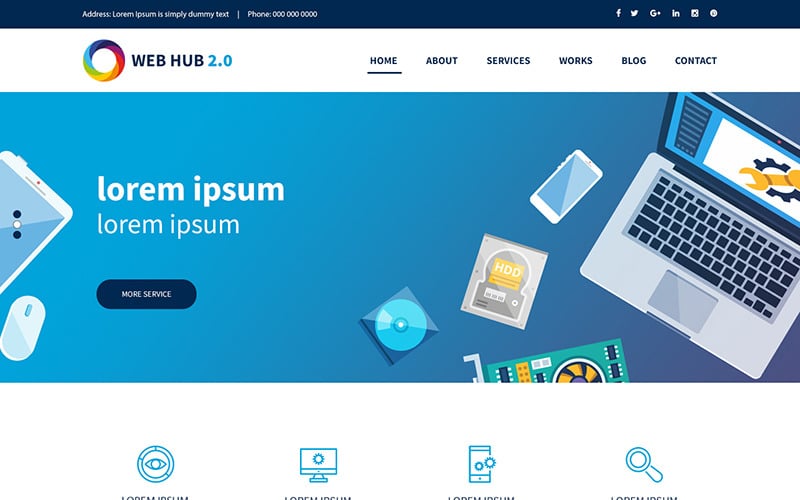 Web Hub 2.0 - Többcélú PSD sablon