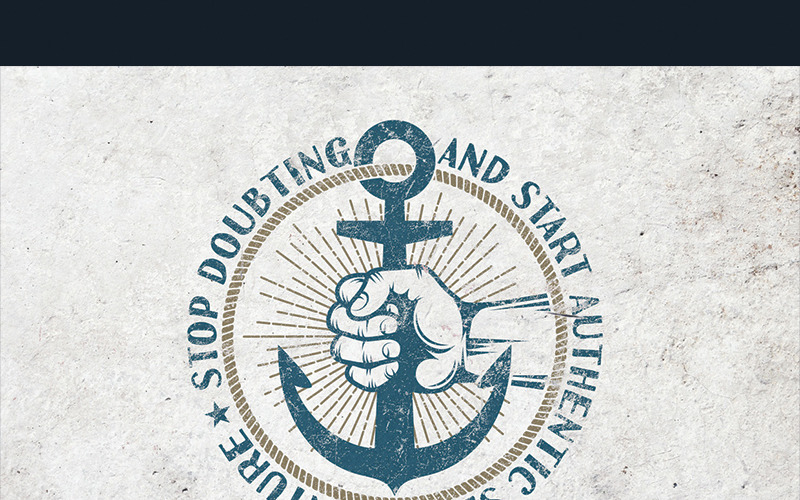 Download Иллюстрация "Anchor in Hand Retro - Illustration" / Anchor in Hand Retro - Illustration - Иллюстрация на тему графика emblem badge label illustration banner professional poster stamp ribbon symbol