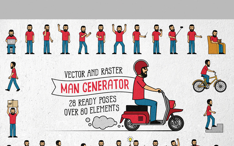 Bearded Men Generator - Illustration
