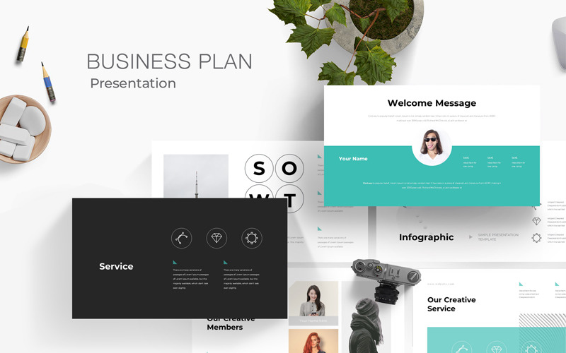 Business Plan Clean PowerPoint template - TemplateMonster