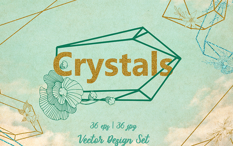 Conjunto de desenho vetorial de cristais mágicos - ilustração
