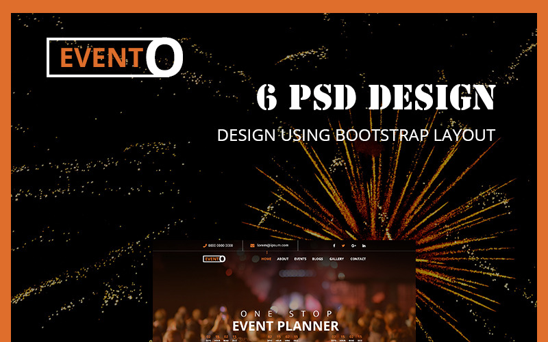 Download PSD шаблон "Evento PSD Template" / Evento PSD Template - PSD шаблон на тему управляющая компания event management packages agency corporate conference wedding creative planner organization venue decoration business meeting openevent theme responsive photoshop psd