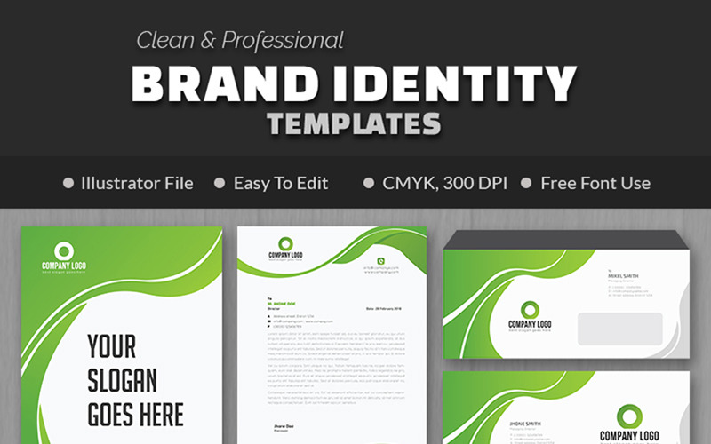 Download Фирменный стиль "Green Brand - Corporate Identity Template" / Green Brand - Corporate Identity Template - Фирменный стиль на тему графика agreement brand stationery branding business card corporate identity elegant envelope pack letterhead grey businesscard visual