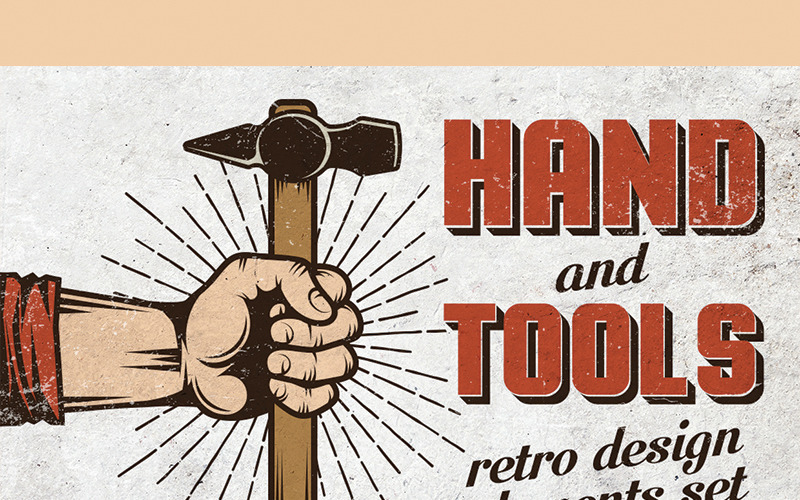 Download Иллюстрация "Hand and Tools Set - Illustration" / Hand and Tools Set - Illustration - Иллюстрация на тему графика emblem badge label illustration banner professional poster stamp ribbon symbol