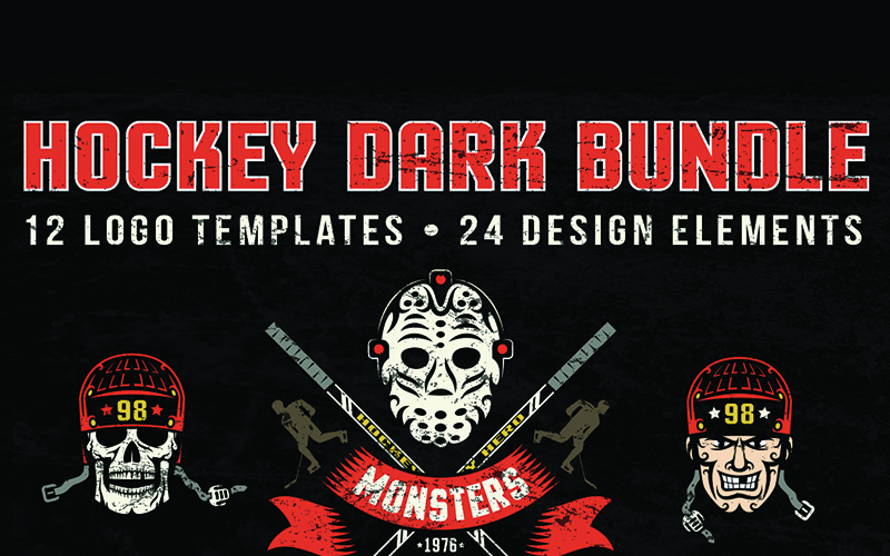 Download Иллюстрация "Hochey Dark Bundle - Illustration" / Hochey Dark Bundle - Illustration - Иллюстрация на тему графика emblem badge label illustration banner professional poster stamp ribbon symbol
