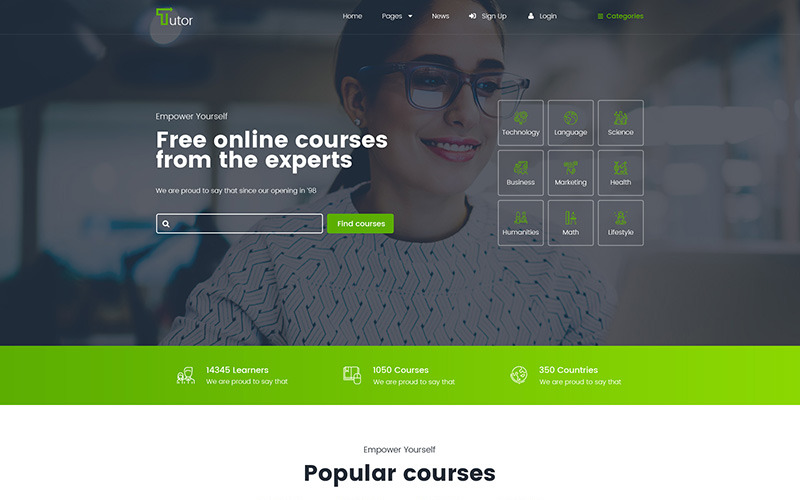 Tutor - Plantilla de sitio web de cursos y tutoriales en línea