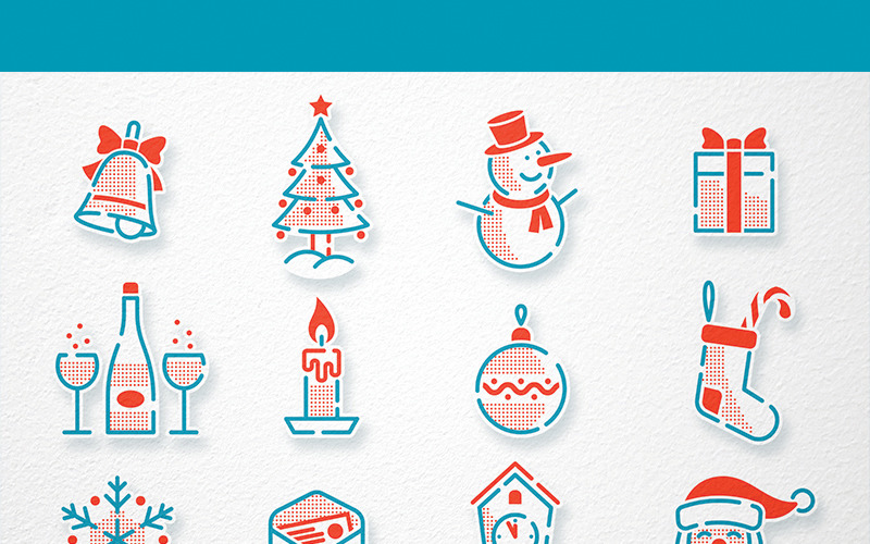 Weihnachten Neujahr Icons Set - Illustration