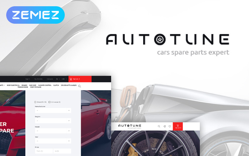 Autotune - Запчастини для автомобілів Чистий завантажувальний шаблон Електронна комерція PrestaShop