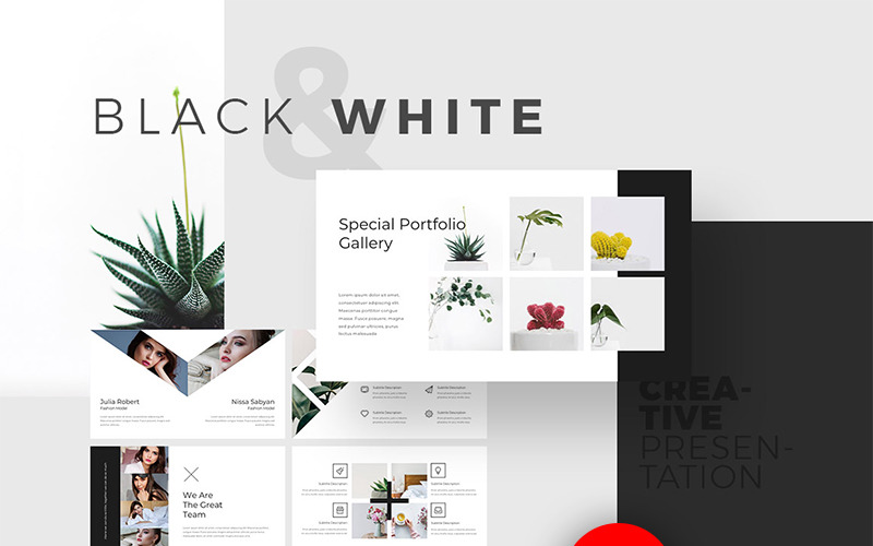 Black & White PowerPoint template 78210 TemplateMonster