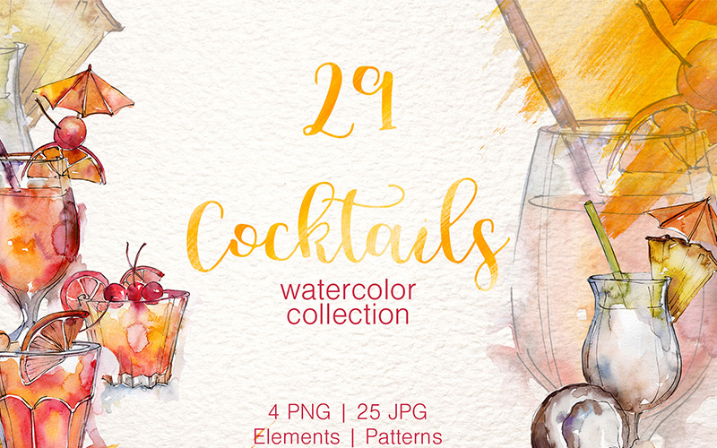 Cocktail aquarel Png - illustratie