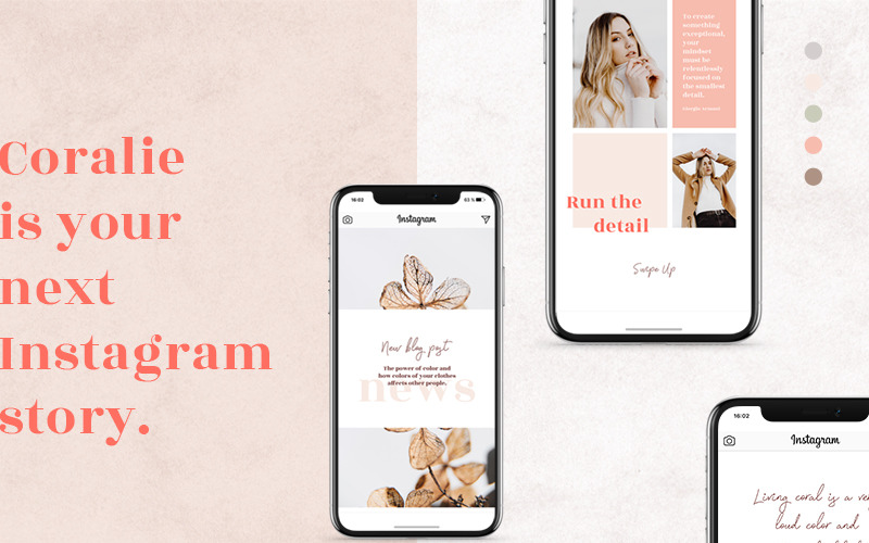 Download Шаблон для соцсетей "Coralie - Instagram Stories Social Media Template" / Coralie - Instagram Stories Social Media Template - Шаблон для соцсетей на тему графика animated animation video instagram story stories coral pantone minimalist minimalism female sale fashion lifestyle beauty blog