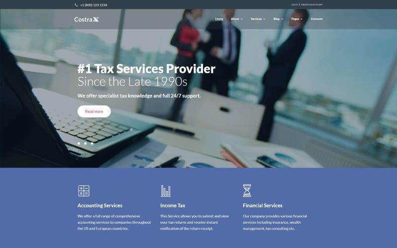 Costrax - Muhasebe Hizmetleri Modern Çok Sayfalı HTML5 Web Sitesi Şablonu