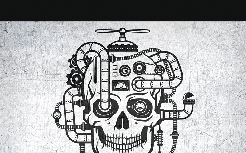 Cráneo Steampunk - Ilustración