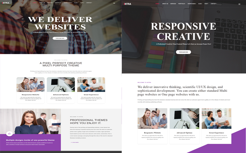 Intra - Multi-Page + One Page Joomla Template
