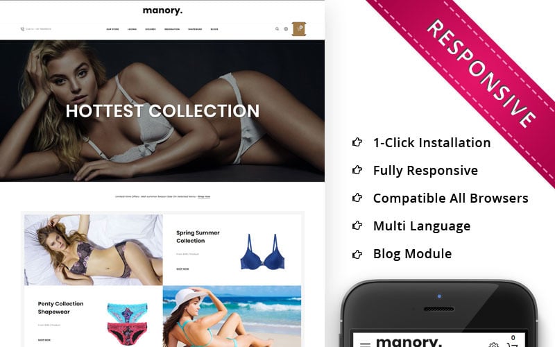 Manory Dessous Store - Responsive OpenCart-Vorlage