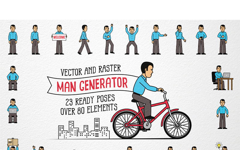 Download Иллюстрация "Men Character Generator - Illustration" / Men Character Generator - Illustration - Иллюстрация на тему графика emblem badge label illustration banner professional poster stamp ribbon symbol