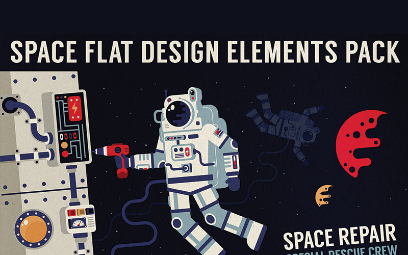 Пакет элементов космического дизайна - Иллюстрация