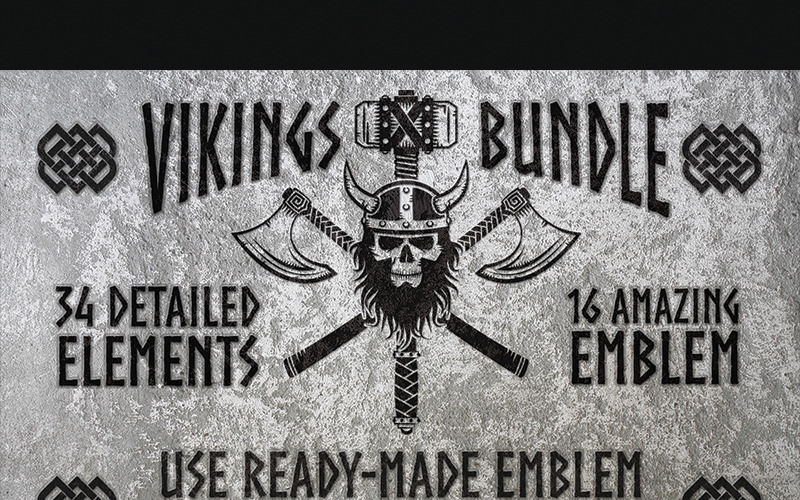 Download Иллюстрация "Vikings Bundle - Illustration" / Vikings Bundle - Illustration - Иллюстрация на тему графика emblem badge label illustration banner professional poster stamp ribbon symbol