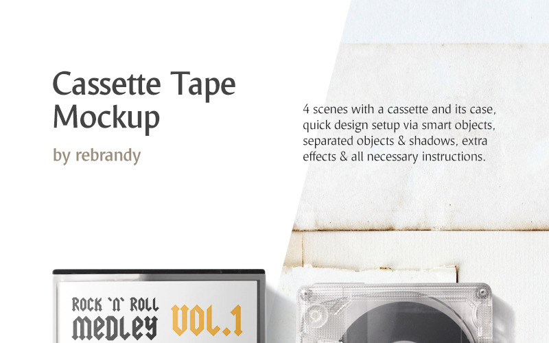 Download Мокап для продукта "Cassette Tape Mockup product mockup" / Cassette Tape Mockup product mockup - Мокап для продукта на тему графика cassette tape cassete box mockup casset case music record stereo old listen retro packaging casette audio design cover mixtape media