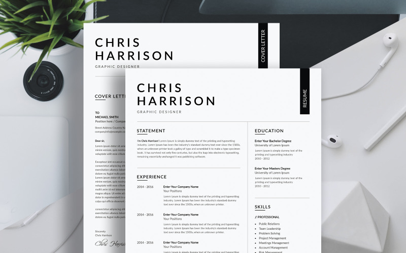 Download Резюме "Chris Harrison Resume Template" / Chris Harrison Resume Template - Резюме на тему графика a4,clean,resume,cover,letter,creative,cv,design,document,docx,elegant,employment,infographic,minimalist,modern,ms,word,professional,psd,template