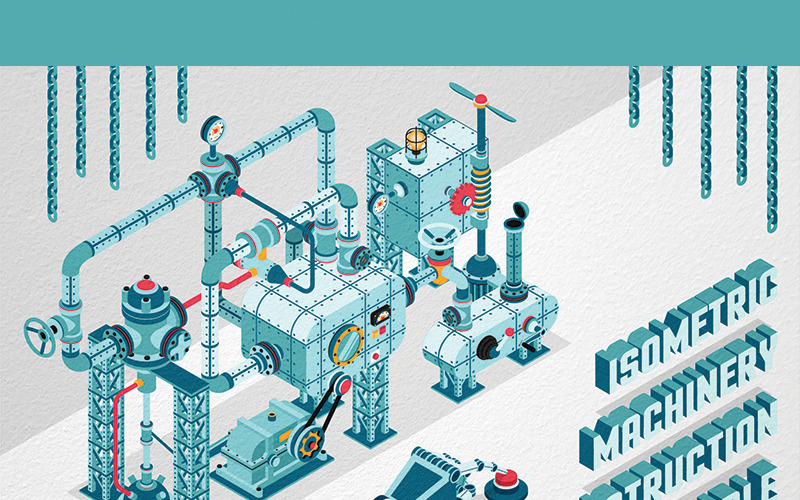 Kit Costruzione Macchine Isometriche - Illustrazione