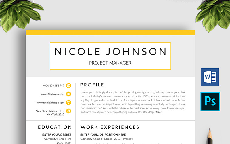 Download Резюме "Nicole Johnson Resume Template" / Nicole Johnson Resume Template - Резюме на тему графика a4 clean resume cover letter creative cv design document docx elegant employment infographic minimalist modern ms word professional psd template