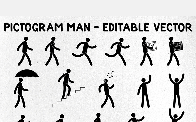 Piktogramm Mann bearbeitbare Posen - Illustration
