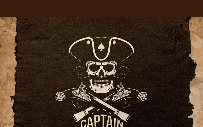 Download Иллюстрация "Pirate Captain Emblem - Illustration" / Pirate Captain Emblem - Illustration - Иллюстрация на тему графика emblem badge label illustration banner professional poster stamp ribbon symbol