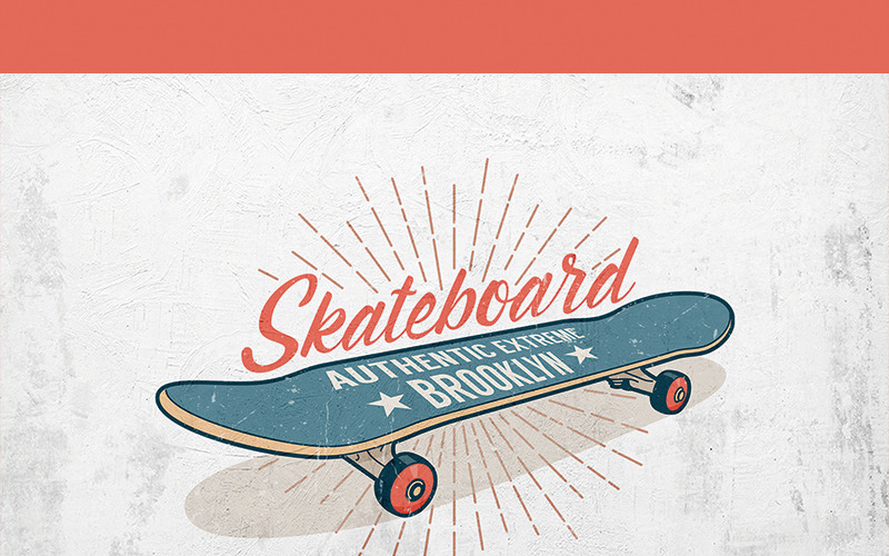 Skateboard Retro Print - Illustration