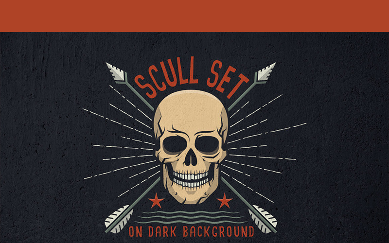 Skull Logo Set on Dark - Illustration