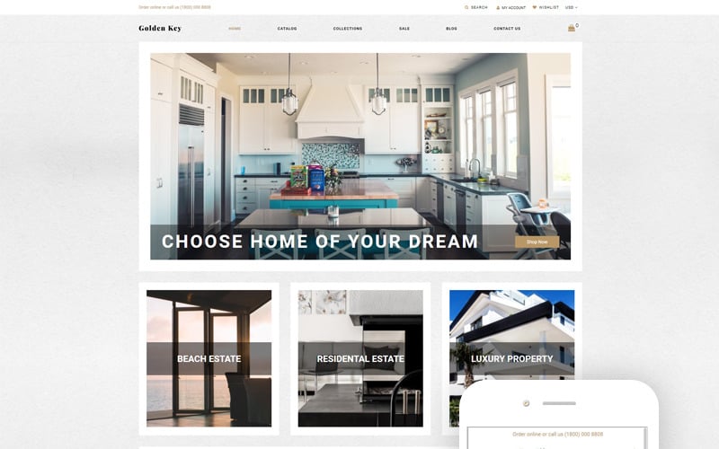 Chave de ouro - tema Real Estate Clean Shopify
