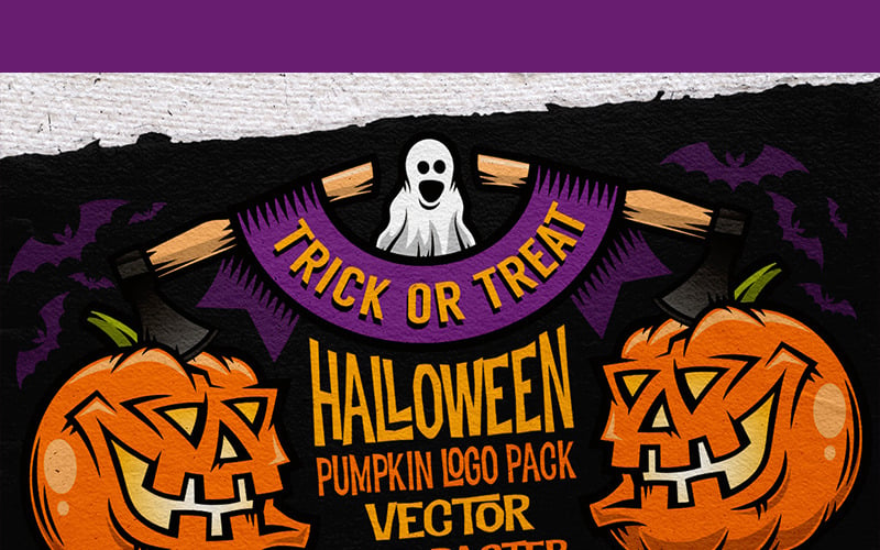 Conjunto de logotipo de Halloween Pumking - Ilustración