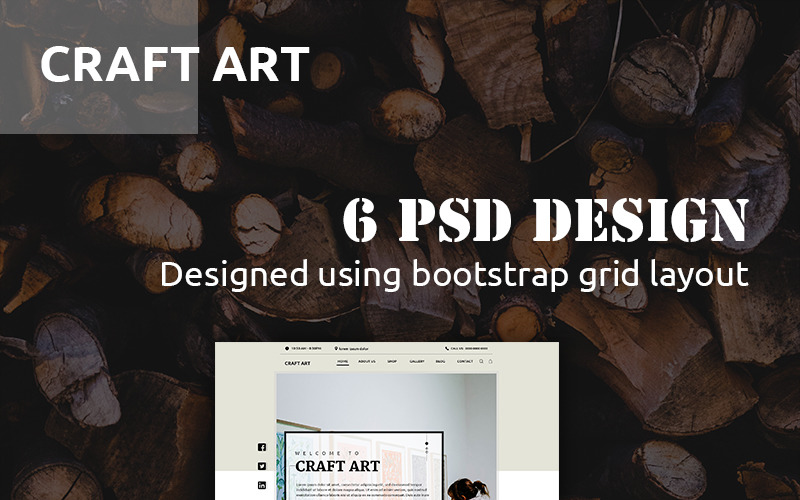 Download PSD шаблон "CraftArt PSD Template" / CraftArt PSD Template - PSD шаблон на тему искусство art gallary painting painter craft artwork gallery canvas paint museum exhibition artists artistic creative responsive template theme psd photoshop bootstrap