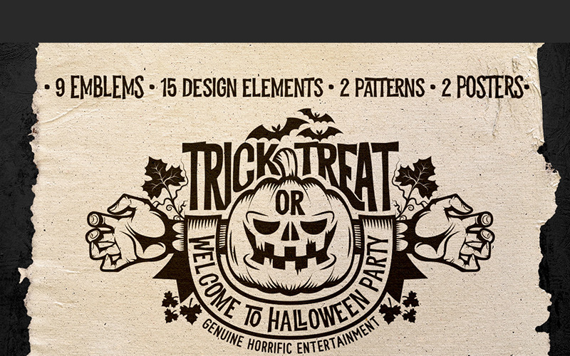 Download Иллюстрация "Halloween Logo Pack - Illustration" / Halloween Logo Pack - Illustration - Иллюстрация на тему графика emblem badge label illustration banner professional poster stamp ribbon symbol