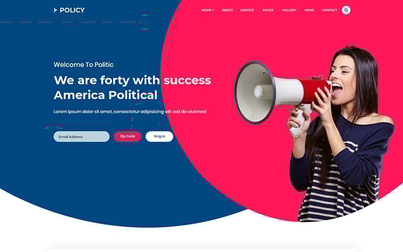 Download PSD шаблон "Policy - Political PSD Template" / Policy - Political PSD Template - PSD шаблон на тему политический кандидат campaign candidate committee donate donation elections events government political