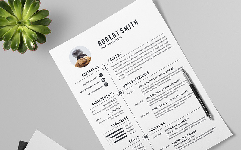 Download Резюме "Robert Smith Modern Resume Template" / Robert Smith Modern Resume Template - Резюме на тему графика a4 resume bebas clean cv cover letter creative curriculum vitae design template doc docx employment idml indd indesign job modern