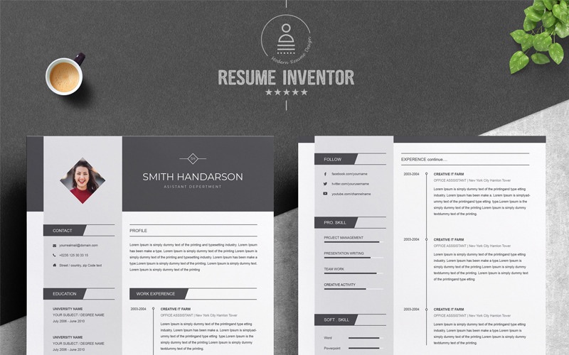 Download Резюме "Smith Handarson Resume Template" / Smith Handarson Resume Template - Резюме на тему графика professional resume cv template design word clean modern 2 page cover letter apple pages psd minimal microsoft mac photoshop illustrator