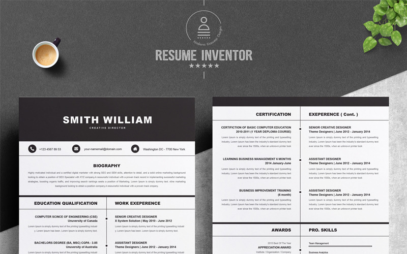 Download Резюме "Smith Williams Resume Template" / Smith Williams Resume Template - Резюме на тему графика professional resume cv template design word clean modern 2 page cover letter apple pages psd minimal microsoft mac photoshop illustrator