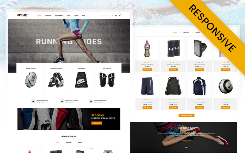 Sport Club Accessories Store OpenCart Template