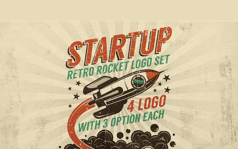 Startup Rocket Retro-Emblem - Illustration